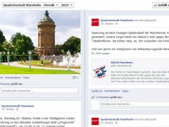 Die Facebook-Präsenz der Stadt Mannheim. Ein Marketing-Tool. Dialog muss man hier suchen.